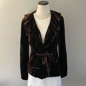 Bloomingdale's Chocolate Brown Velvet evening Jacket size 6. EUC